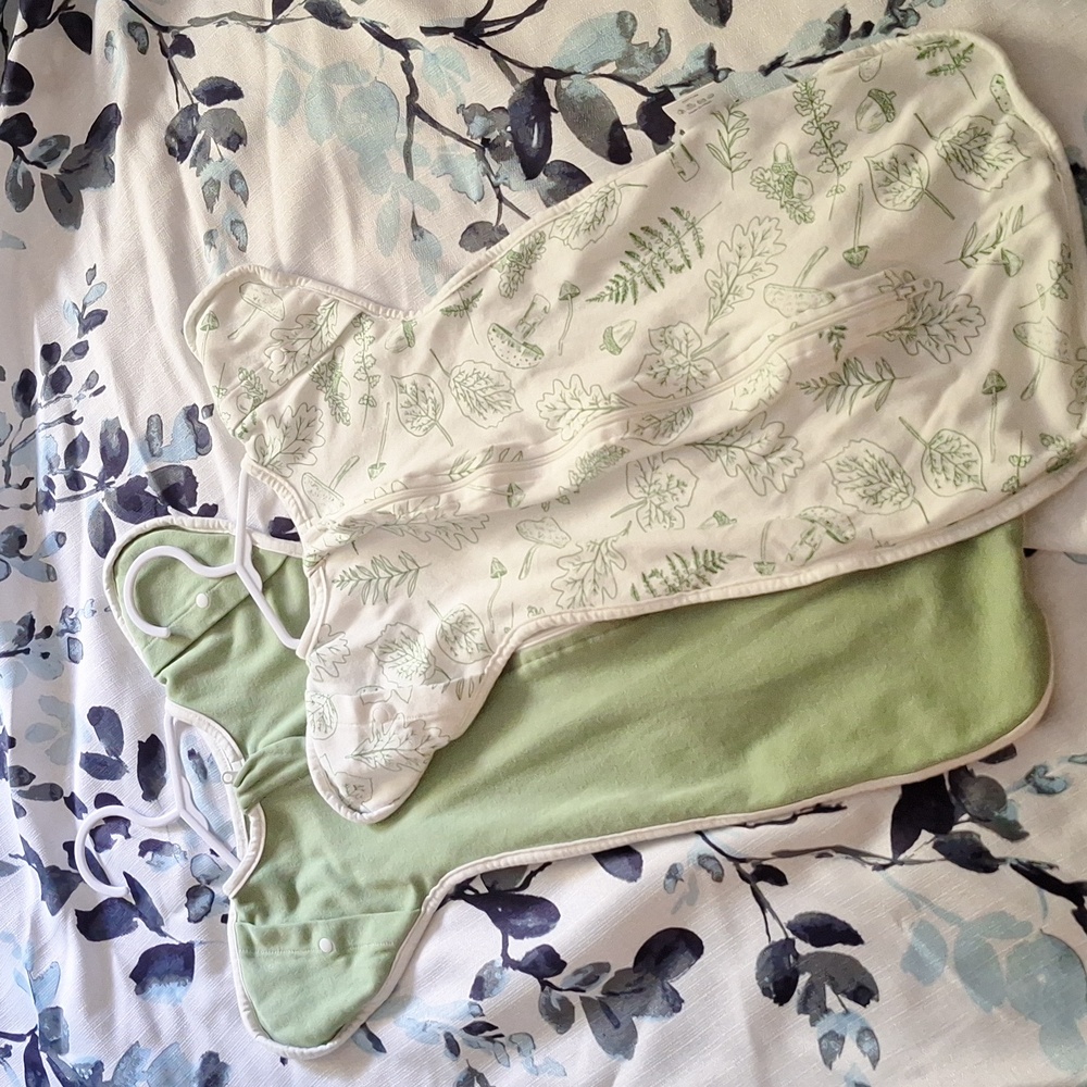 Green and White Newborn Swaddles
